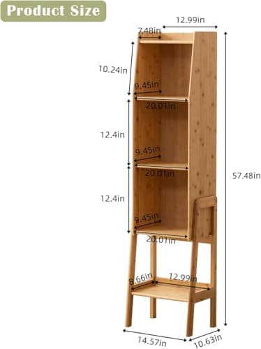 SOBIBO 4 Tier Bamboo Bookcase, Classical Modern Bookshelf, Dispaly Shelves, Bamboo Wood Organizer Book Shelf for Living Room Home Office-Natural, Large - Thumbnail 3