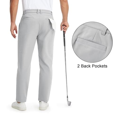 M MAELREG Fleece Lined Golf Pants Men Water-Resistant Workout Casual Outdoor Hiking Insulated Winter Pants for Men Light Grey - Thumbnail 3