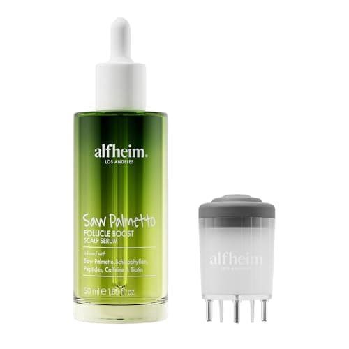 ALFHEIM Saw Palmetto Scalp Serum for Boost Follicle - Infused With Caffeine, Biotin for Thicker Hair - Balance Scalp, Rejuvenate Hair Follicles ＆ Improve Hair Density - 1.69 fl oz + Serum Applicator