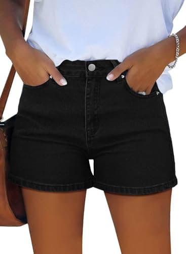 Shorts for Women Denim Dress Fashion Clothing Spring Break Essentials 90s Outfits Womens Clothess Black Medium - Image 1