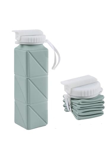 DegoCython Collapsible Water Bottle with Straw 20.6oz (610ml) - BPA-Free Leakproof Silicone Foldable Bottle for Travel, Camping, Hiking, Yoga & Sports, Portable Reusable Water Bottle (Starlight) - Image 1