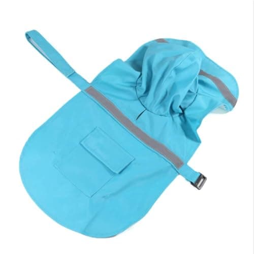 NACOCO Large Dog Raincoat Adjustable Pet Water Proof Clothes Lightweight Rain Jacket Poncho Hoodies with Strip Reflective (L, Lake Blue) - Thumbnail 2