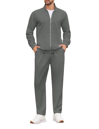 COOFANDY Mens Casual Jogging Suits 2 Piece Set Athletic Tracksuits Running Track Suit Activewear Dark Grey X-Large - Image 1