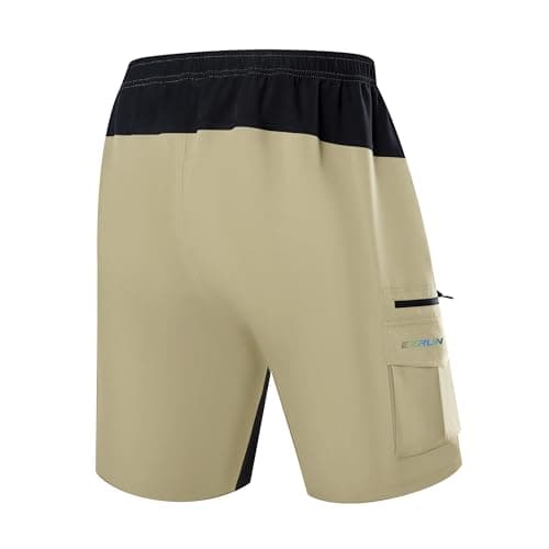 Men's Mountain Bike Shorts 3D Padded Bicycle Biking Shorts Quick Dry Lightweight MTB Cycling Shorts (Khaki, S) - Thumbnail 2