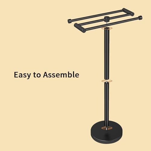 YUMORE Freestanding Towel Rack Floor Tall Bath Towel Holder, Big Modern Towel Drying Holder Stand - Thumbnail 6