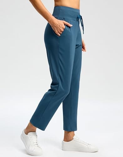 G Gradual Women's Pants High Waisted Golf Pants 2 Deep Pockets 7/8 Ankle Sweatpants for Athletic Travel Casual Lounge Work, Dark Blue, Medium - Thumbnail 2