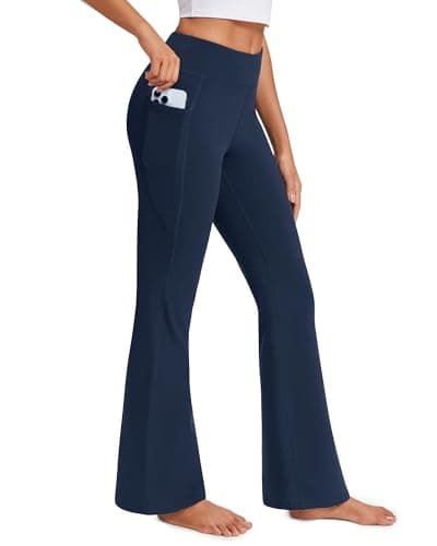 Stelle 31" Fleece Lined Leggings for Women Thermal Bootcut Yoga Pants High-Waisted Winter Leggings with Pockets(Navy, L) - Image 1