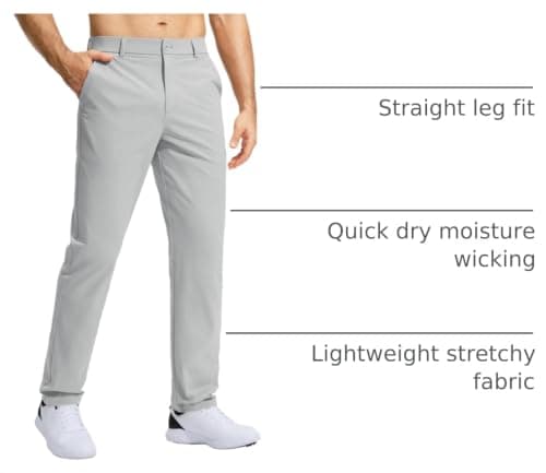 Pudolla Golf Pants for Men Stretch Dress Pants Mens Work Pants 34 Lightweight Quick Dry Casual Slacks Trousers with Pockets(Bright Gray 32Wx34L) - Thumbnail 4
