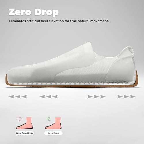 AIRHAS Womens Wide Toe Box Barefoot Shoes Zero Drop Fashion Sneakers for Women Walking Casual Minimalist Shoes(White/Gum,7.0) - Thumbnail 4