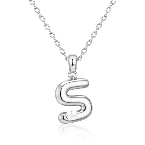 Milan Chiva Initial Letter Pendant Bubble Necklaces, 14K Gold Plated Dainty Necklace with a Cute Simulated Pearl, Name A-Z letter Pendant Personalized Charm Jewelry Trendy Gifts for Women MNS-1027SL - Image 1