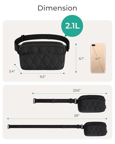 BAGSMART Fanny Packs for Women with Two Ways to Install the Adjustable Strap Lightweight Crossbody Belt Bag for Traveling Workout - Thumbnail 2