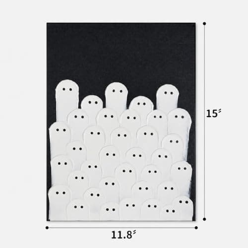 Kindlivery Halloween Decorations, Ghost Wall Art Hand Painted Painting, Unframed Spooky Ghost Artwork, Wall or Tabletop Display, Indoor Decor, For Home Mantel Shelf - Thumbnail 4