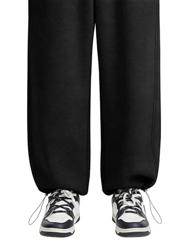 Crastimo Men Loose Oversized Cotton Sweatpants Relaxed-Fit Gym Trousers Athletic Lounge Straight Slacks Easter Valentine's Day Gift for Him Black 3XL - Thumbnail 4