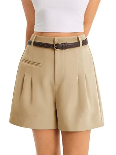 Cicy Bell Womens Wide Leg Dressy Shorts Casual Summer High Waisted Tailored Work Suits Shorts Khaki - Image 1
