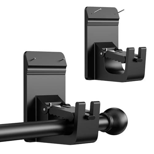 Universal Heavy Duty Curtain Rod Brackets, No Drill Curtain Rod Brackets with Adhesive & Invisible Nail, 30+LB Load Curtain Rod Holders, Damage Free Curtain Rod Hooks for Wall, Bathroom, Kitchen 2PC - Image 1