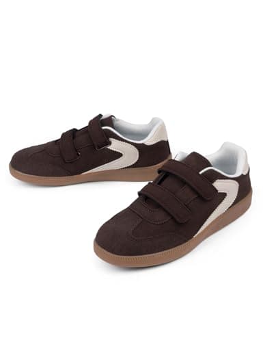 Tigeridea Suede Chocolate Shoes for Women Hook and Loop Fashion Sneakers Closed Toe Walking Shoes Comfortable Breathable Tennis Sneakers for Women Size 9.5 - Thumbnail 6