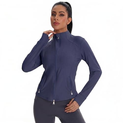 VIPARK Women's Full Zip Workout Jacket Slim Fit Running Athletic Track Jacket Lightweight Long Sleeve Yoga Top with Thumb Holes Pockets - Image 1