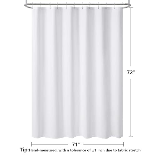 PILOTSHARK 120GSM Ultimate Waterproof Fabric Shower Curtain Liner - TPU Lamination Technology with 3 Magnets,Machine Washable,71x72 Inch Soft Cloth Shower Curtain or Shower Liner,for Bathroom(White) - Thumbnail 2