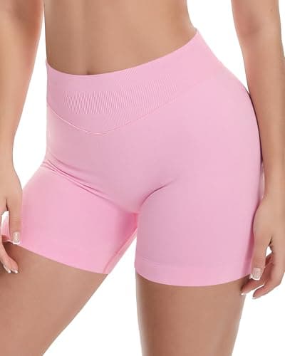 UG Active Women's 4.5" Scrunch Butt Lifting Workout Shorts Seamless Athletic Yoga Gym Running Shorts Pink M - Thumbnail 2