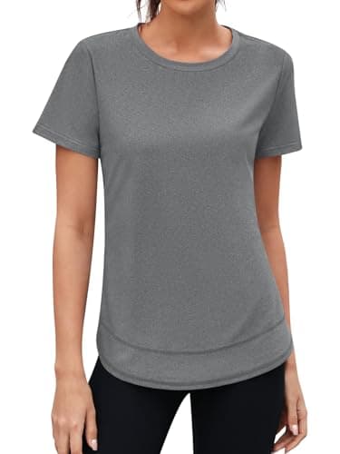 3rd hill Womens Workout Tops Short Sleeve Crewneck Sports Yoga Running Shirts Quick Dry Outfits Gray XL - Thumbnail 3