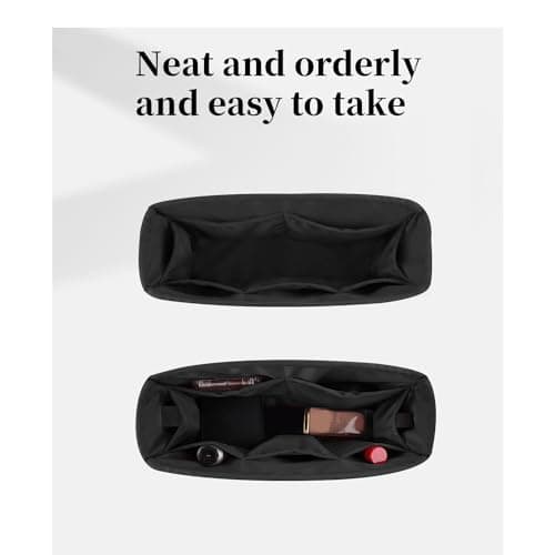 Women's Purse Organizer Insert - Satin & Lightweight Fabric with Inside Pockets, Portable for Commute, Travel, Shopping, and Evening, Multicolor Options, Fits for Kelly Danse(Black,Danse 22) - Thumbnail 2