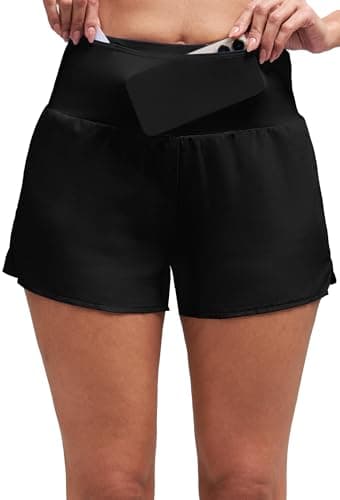 Alaroo Womens Athletic Shorts High Waisted Liner Running Shorts for Tennis Workout Gym Track Yoga with Pockets 2026 Black S - Thumbnail 2