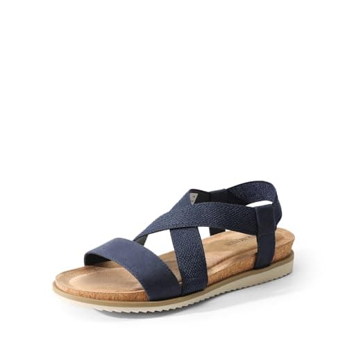 DREAM PAIRS Women's Comfortable Low Wedge Sandals, Open Toe Slip On Strappy Flat Sandals Light-weight Summer Shoes - Image 1