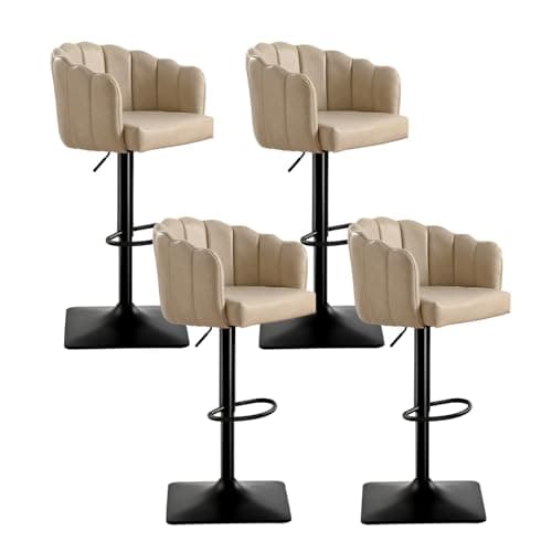 SUPPNEED Swivel Bar Stools Set of 4: 24.8" to 32.7" Height Adjustable PU Upholstered Barstools for Counter Kitchen Island Tall Metal Bar Stool Black & Beige - Image 1