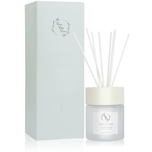 Reed Diffuser Set, Pretty Valley Home Diffuser 100Ml / 3.38fl OZ Gift Box - Includes Reed Diffuser Sticks, Fragrance Oil, and Glass Bottle for Bathroom Office Living Room Decor (Frozen Pear)