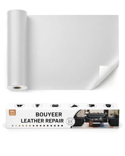 BOUYEER Leather Repair Patch Tape Kit,Self Adhesive Leather Repair for Sofa，Car Seat,Office Chair,Furniture,Jacket,Waterproof Strong Adhesive Vinyl Repair Kit. 17 in x 79 in,Fine Grained White - Image 1