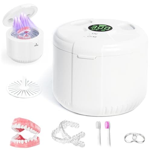 Ultrasonic Retainer Cleaner Machine, 45kHz Dental Cleaning Pod with Digital Timer for Dentures, Mouth Guards, Night Guards, Aligners, Toothbrush, Jewelry, Dental Appliances, 200ML Capacity
