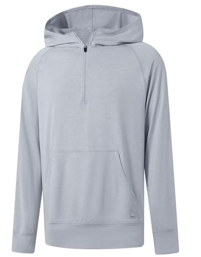 M MAELREG Mens Hoodies Heather Hooded Sweatshirt Performance Athletic Golf Hoodies For Men Quarter Zip Pullover