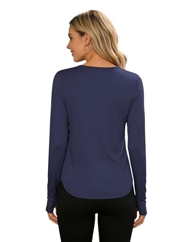 Womens Sun Shirt UPF 50+ Long Sleeve UV Protection SPF Shirts Moisture Wicking Quick Dry Workout Gym Golf Running Athletic Outdoor Tops Navy Blue XXL - Thumbnail 4