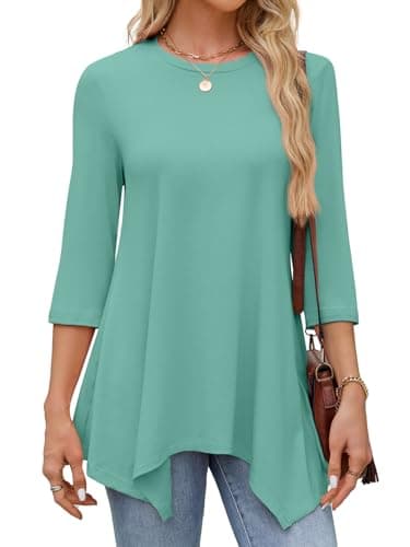 JUSTFASHIONNOW Plus Size Spring Clothes for Women 3X Blouses for Women Dressy Casual Cadetblue Shirt Womens Business Casual Work Tops（Green，3X-Large - Thumbnail 4