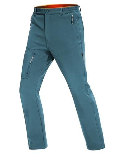 MOURCE Softshell Hiking Pants Men with Pockets - Fleece Lined Winter Pants for Men Outdoor Sports, Corsair Blue - Image 1
