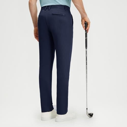 M MAELREG Golf Pants for Men Pockets 30"/32"/34" Knit Lightweight Dry Fit Stretch Business Casual Mens Dress Pants Navy - Thumbnail 2