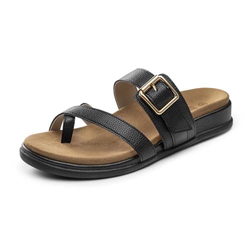 Rihero Orthopedic Arch Support Sandals Women's Black Orthotic Flip Flops Slip On Comfortable Casual Walking Thong Flat Sandals Size 8.5 - Image 1