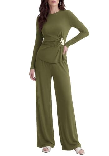 BTFBM Casual Lounge Sets Fall Outfits For Women 2026 Two Piece Set Fashion Clothing Airport Outfit Vacation(Army Green,XX-Large) - Image 1