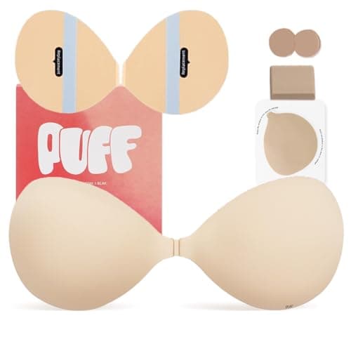Sticky Bra Push Up - Strapless Backless Adhesive Invisible Bra for Women with Silicone Lift Tape Effect(Beige Set D) - Image 1