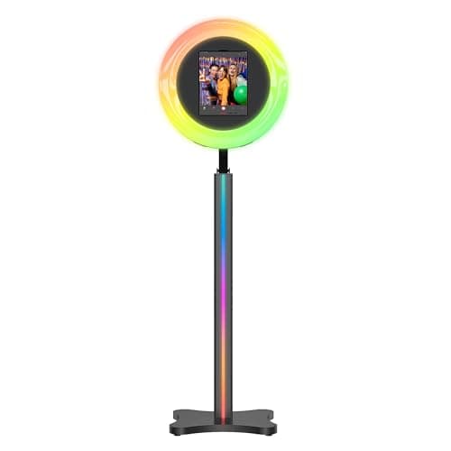 Portable iPad Photo Booth Machine - ChackTok App Controlled with 22" RGB Ring Light, Compatible with Any Ipad, Lightweight Aluminum Frame, Perfect for Weddings/Parties/Events/Rentals