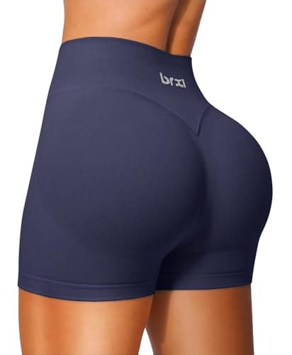 BRXL Women Workout Impact Shorts 2.5" Butt Lifting Biker Shorts Tummy Control Seamless High Waisted Gym Shorts No Front Seam Purplish Blue - Image 1
