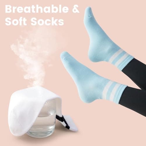 SISOSOCK Quarter Crew Cotton Socks for Women Striped Athletic Casual Breathable Socks 10 Pairs with Gifts Box - Thumbnail 4