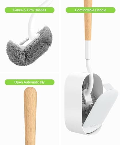 OSCIOSS Bamboo Toilet Brush Set, 2 Pack with Ergonomic Design, Compact Size, Durable Bristles, Wooden Holder for Bathroom Cleaning - Thumbnail 6