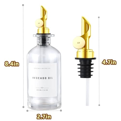 GIXSEGIE Olive Oil Dispenser Bottle with Bamboo Tray, Metal Pour Spout, Coffee Syrup & Cooking Oil Dispenser for Kitchen - Thumbnail 4