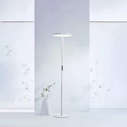 Modern Floor Lamp, Natural 10 AM Daylight Full Spectrum Standing Light for Bedroom Living Room Office, Double-Sided Illumination, Dual-Light Design, 7200LM, 4000K, White Floor Lamp, 36000+H Lifetime - Image 1