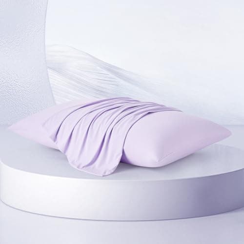 Dream Valley® Cooling Pillow Cases for Hot Sleepers, Softer Than Silk Pillowcase, Standard/Queen Size Set of 2, Breathable Mellow Sleep Pillow Covers for Deep Sleep, Lavender Fog, 20''×30'' - Image 1