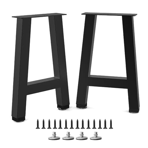 SNYXXOZ Table Legs 16”H x 11”W Heavy Duty Metal Furniture Legs H-Shape for Dining Table Kitchen Table Office Desk Table Base Replacement with Adjustable Feet Pads Screws 800 LBS Load Black Set of 2 - Image 1