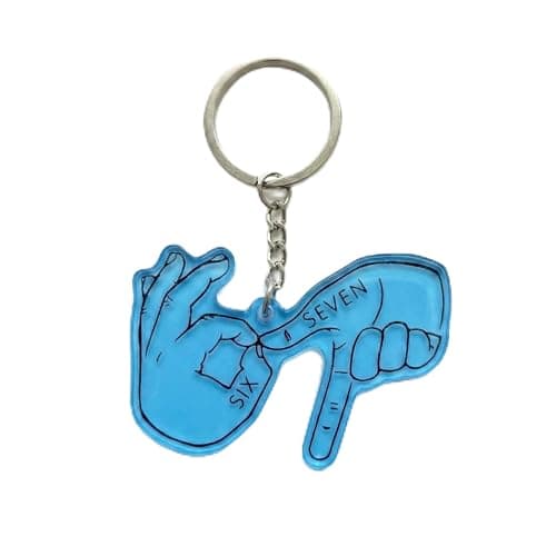Blihouse Six Seven Keychain 67 Meme Arycric Ornament 67 Stuff Gifts for Kids for Backpack, Keys, Car Mirror 6-7 Popular Saying Funny Six Seven Internet Ornaments 6 7 Meme Keychain Blue - Image 1