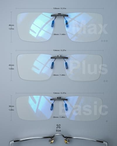 ANYLUV Clip On Blue Light Blocking Glasses Lightweight Rectangle Blue Light Glasses Men for Computer Gaming, Anti Eye Strain - Thumbnail 4