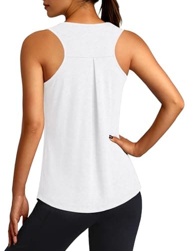 3rd hill Workout Tank Tops for Women Racerback Sleeveless Yoga Top Loose Fit Gym Shirt Running Athletic Tanks White S